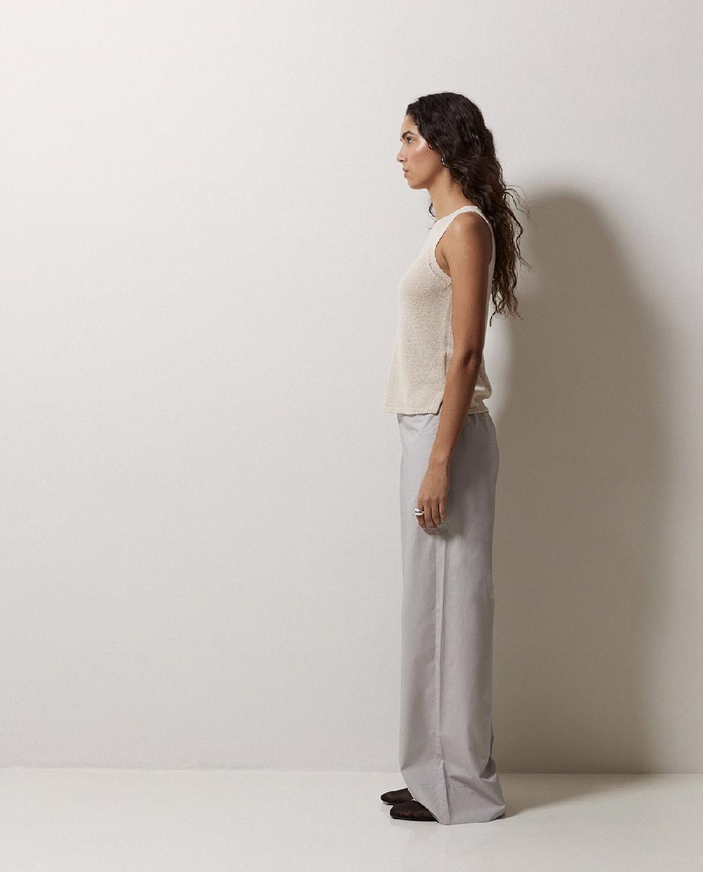 Yerse Pantalones Popelín Wide Leg Gris