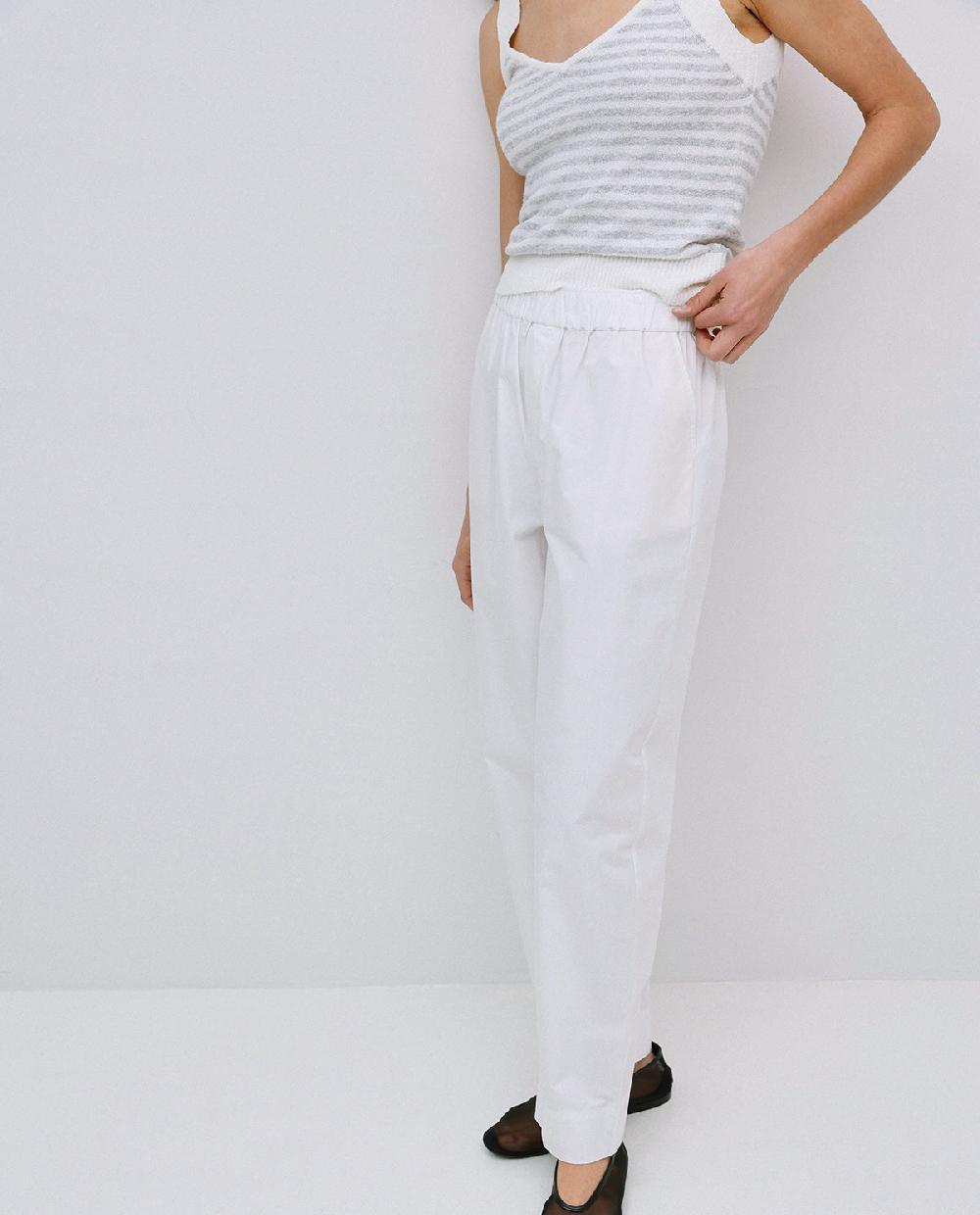 Yerse Pantalones Rectos Popelín Blanco