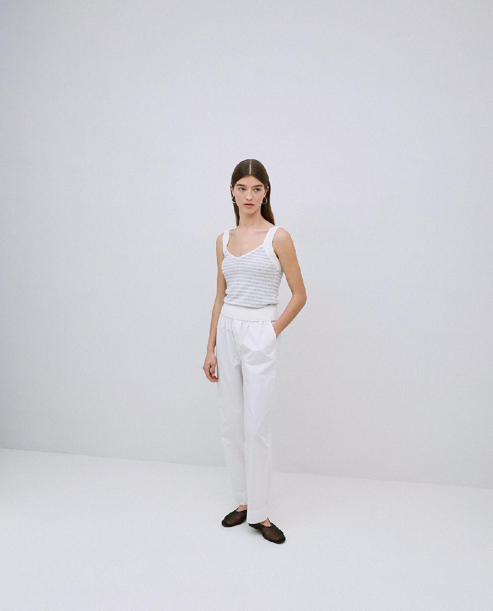 Yerse Pantalones Rectos Popelín Blanco