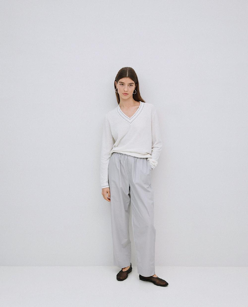 yerse Pantalones rectos popelín gris