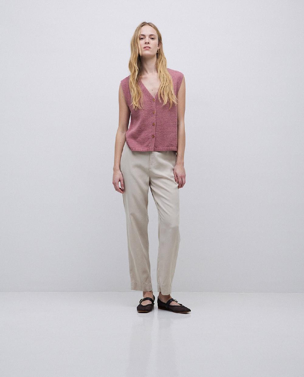 Yerse Pantalones Rectos Tencel Beige
