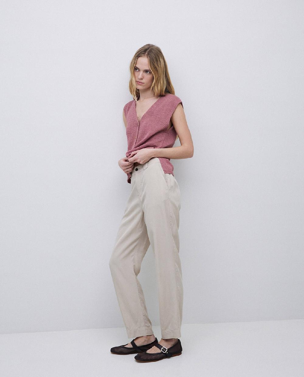 yerse Pantalones rectos tencel beige