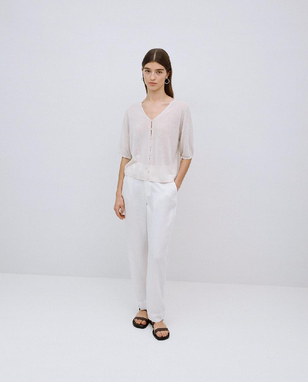 Yerse Pantalones Rectos Tencel Blanco