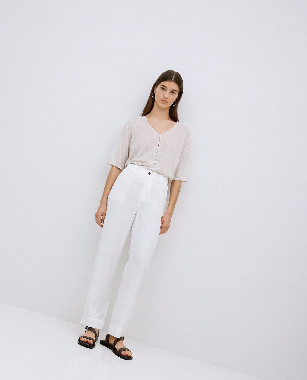 Yerse Pantalones Rectos Tencel Blanco