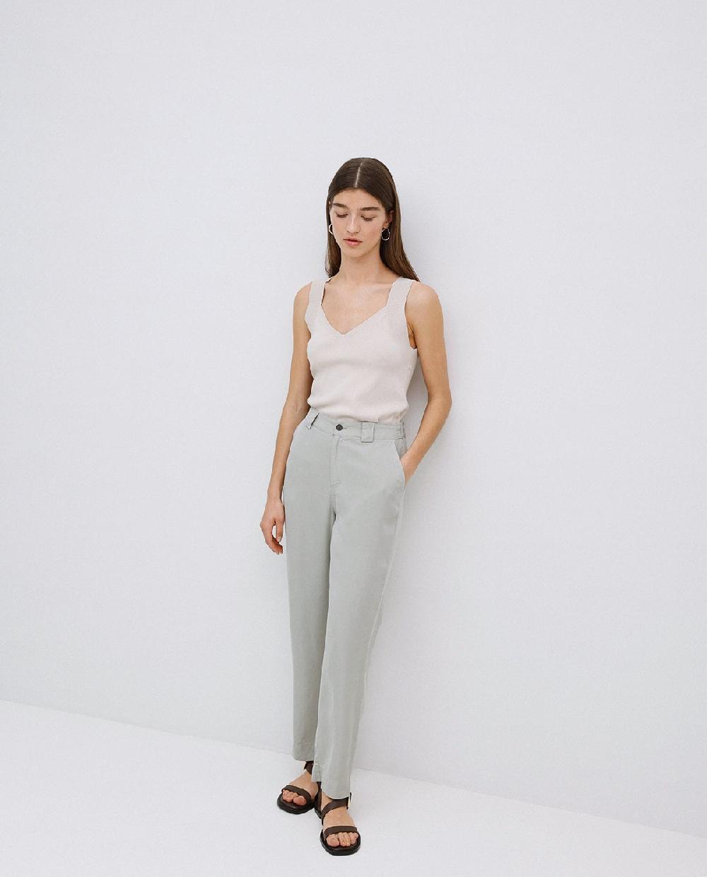 yerse Pantalones rectos tencel verde