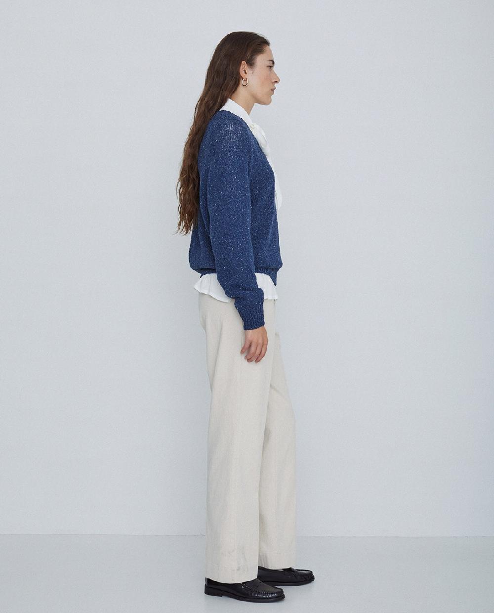 Yerse Pantalones Sarga De Algodón Rectos Crudo