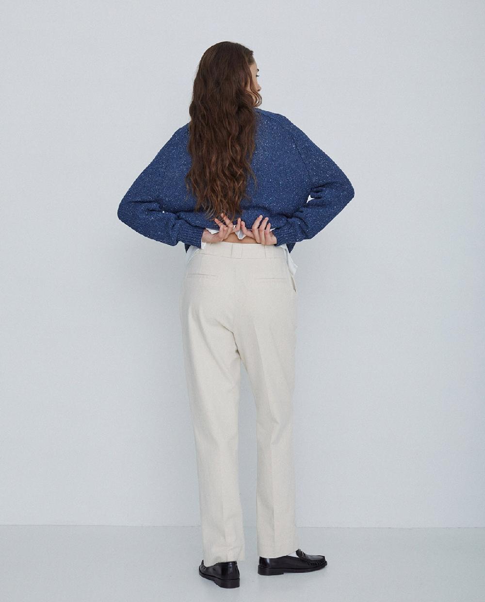 Yerse Pantalones Sarga De Algodón Rectos Crudo