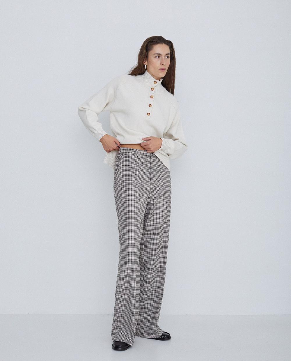 Yerse Pantalones Wide Leg Gris Claro