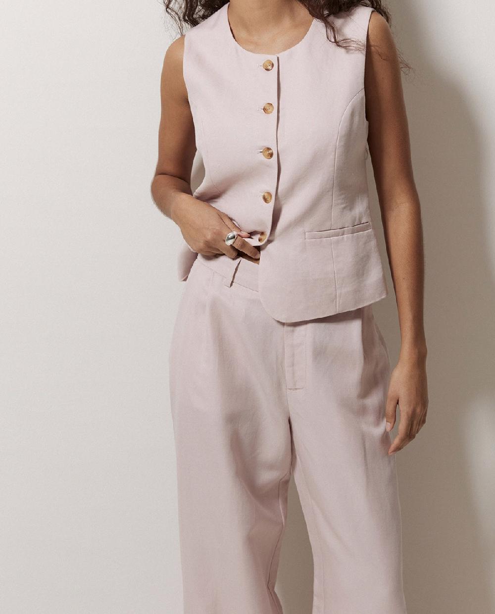 Yerse Pantalones Wide Leg Pinzas Rosa