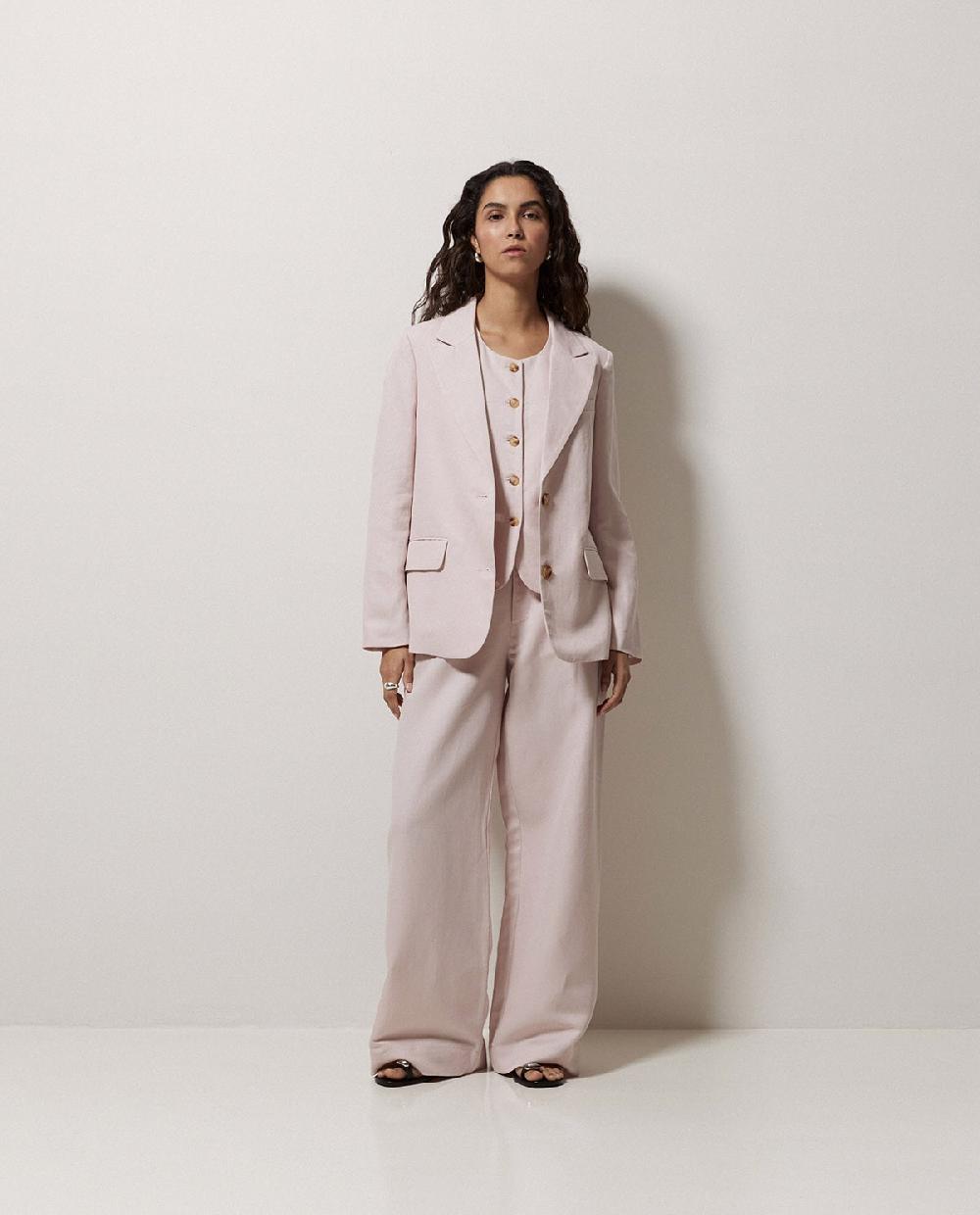 Yerse Pantalones Wide Leg Pinzas Rosa