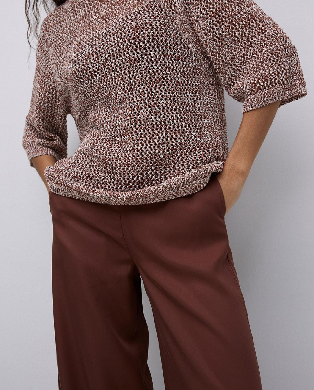 Yerse Pantalones Wide Leg Tencel Chocolate