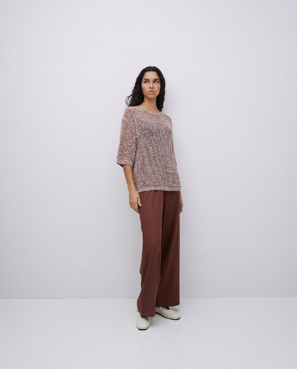 Yerse Pantalones Wide Leg Tencel Chocolate