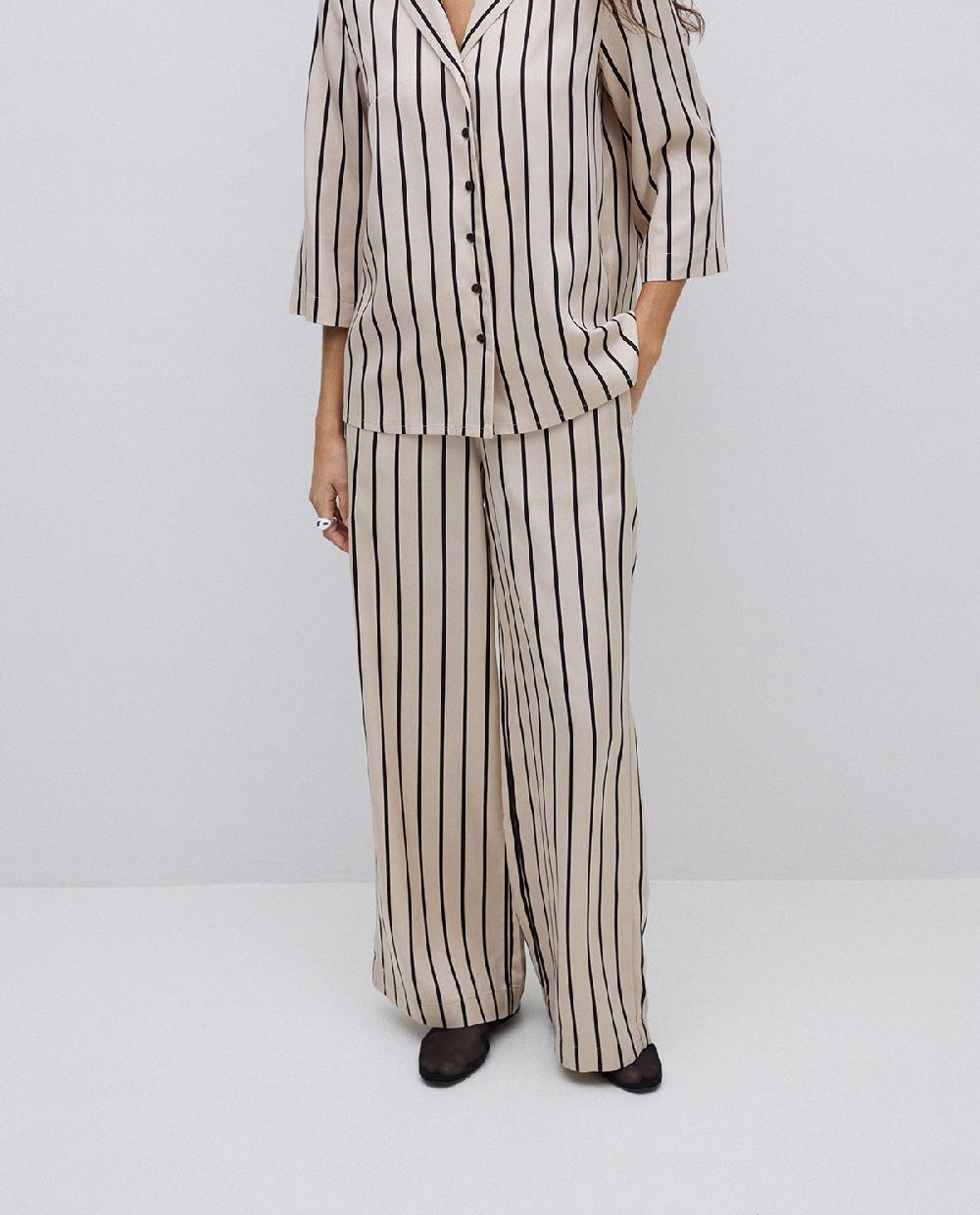 Yerse Pantalones Wide Leg Tencel Crudo