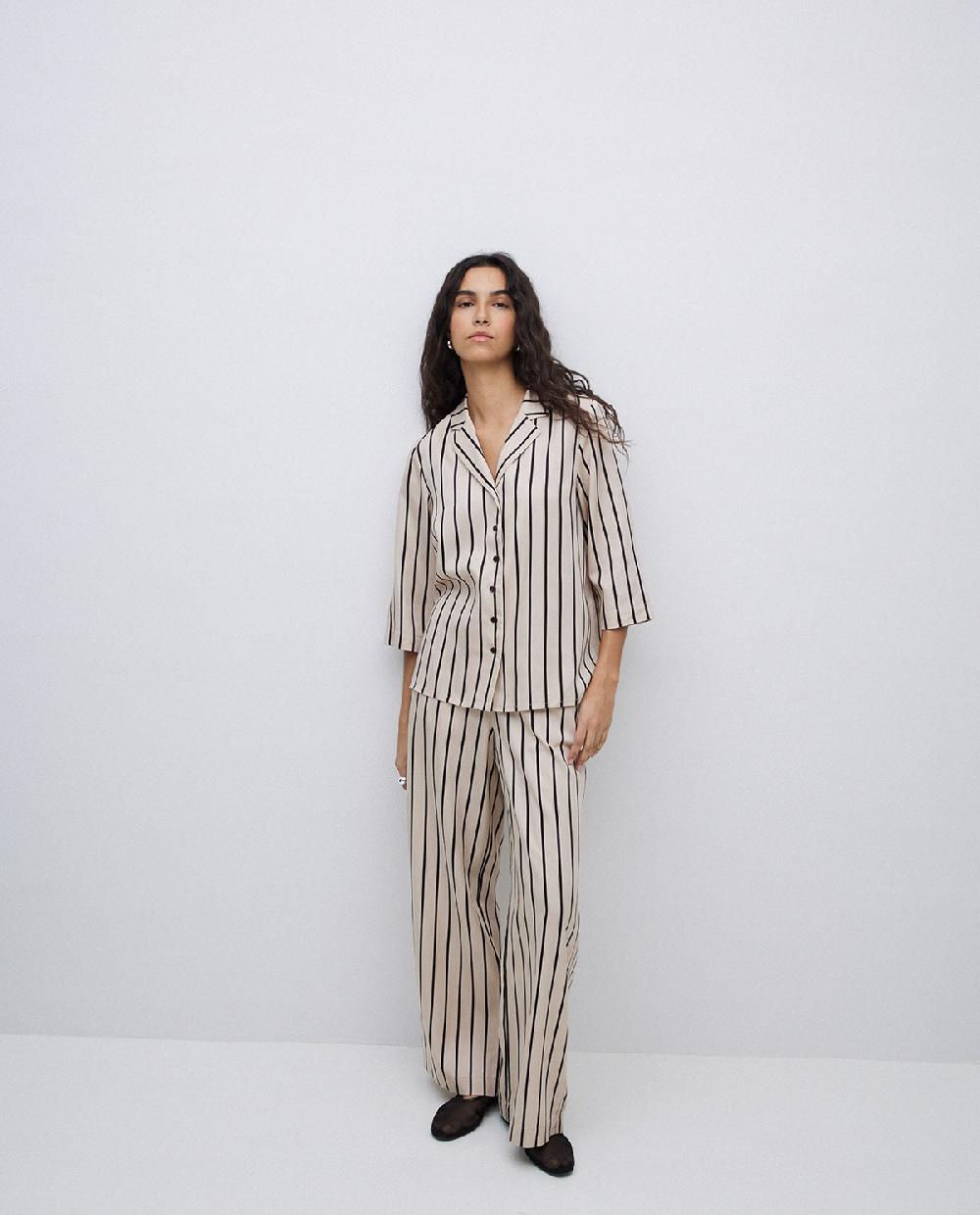 Yerse Pantalones Wide Leg Tencel Crudo