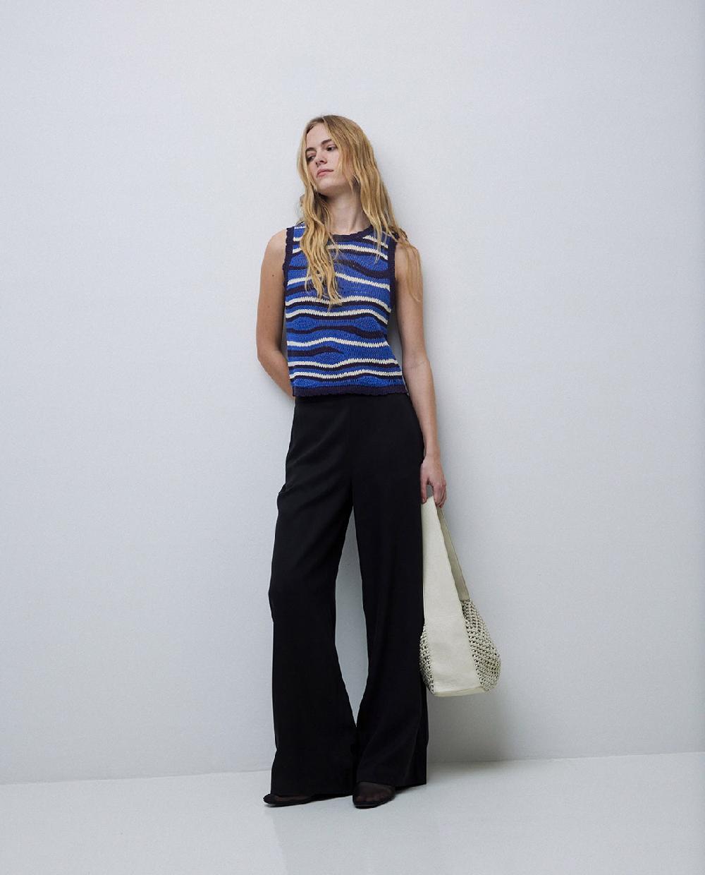 yerse Pantalones wide leg tencel negro