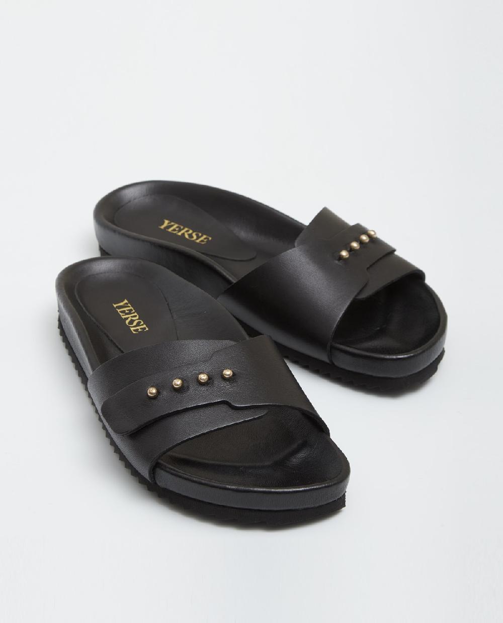 yerse Sandalia 100% piel negro