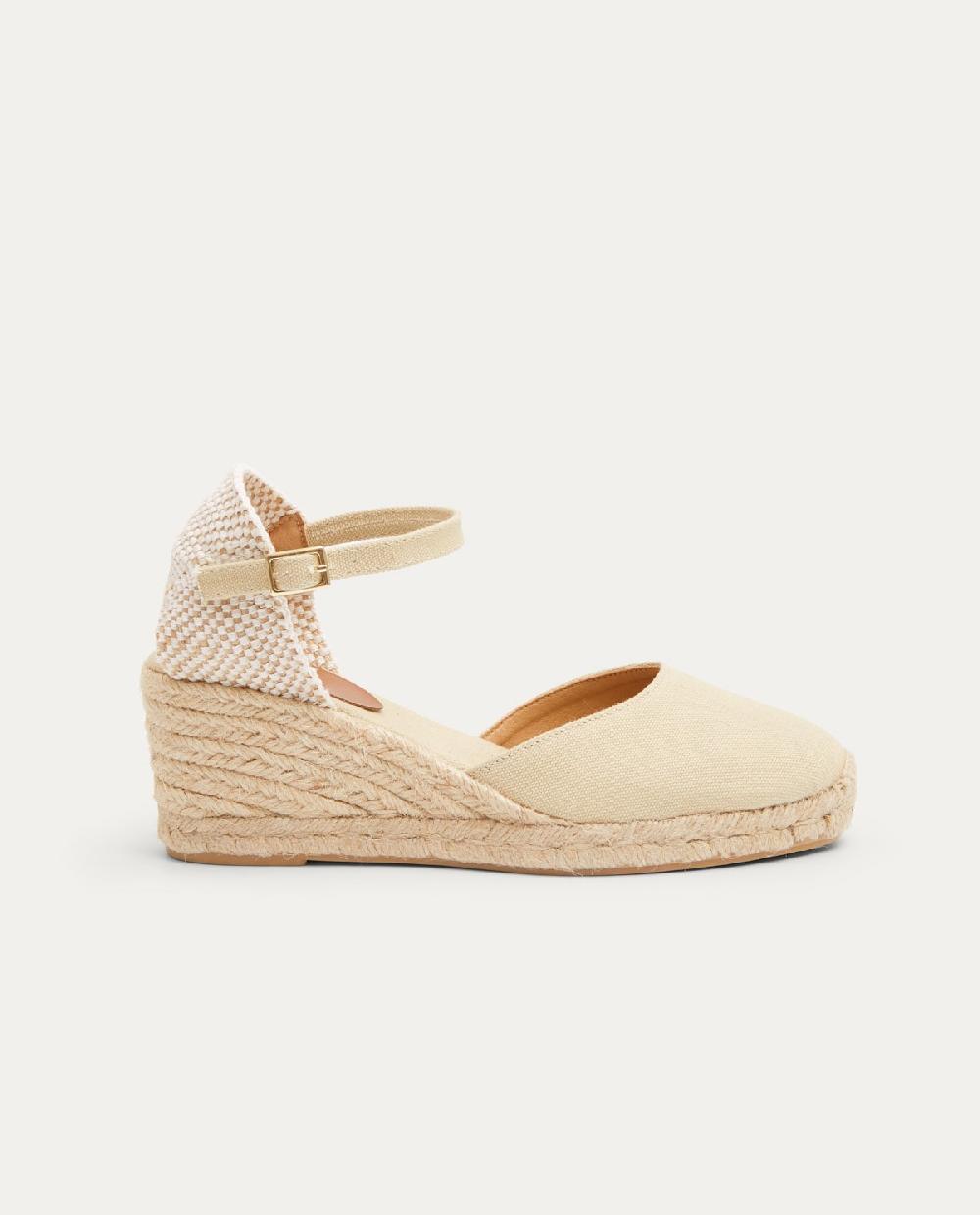 yerse Sandalia cuña de yute beige