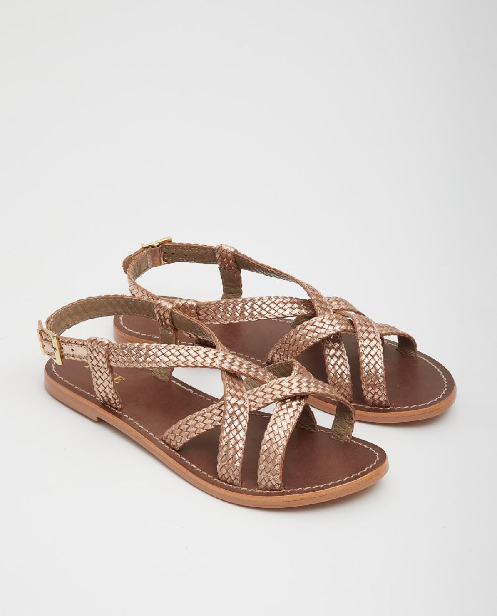 Yerse Sandalia Tiras Trenzadas Dorado