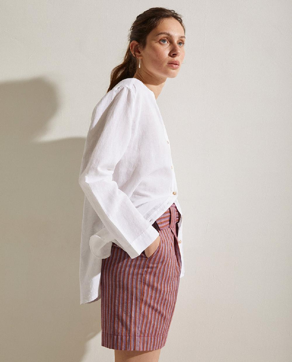 Yerse Shorts Algodón Rayas Lila