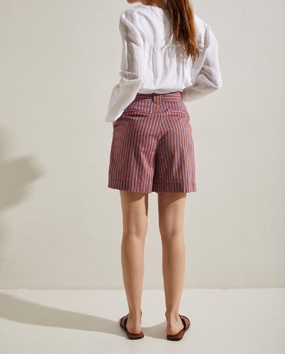 Yerse Shorts Algodón Rayas Lila