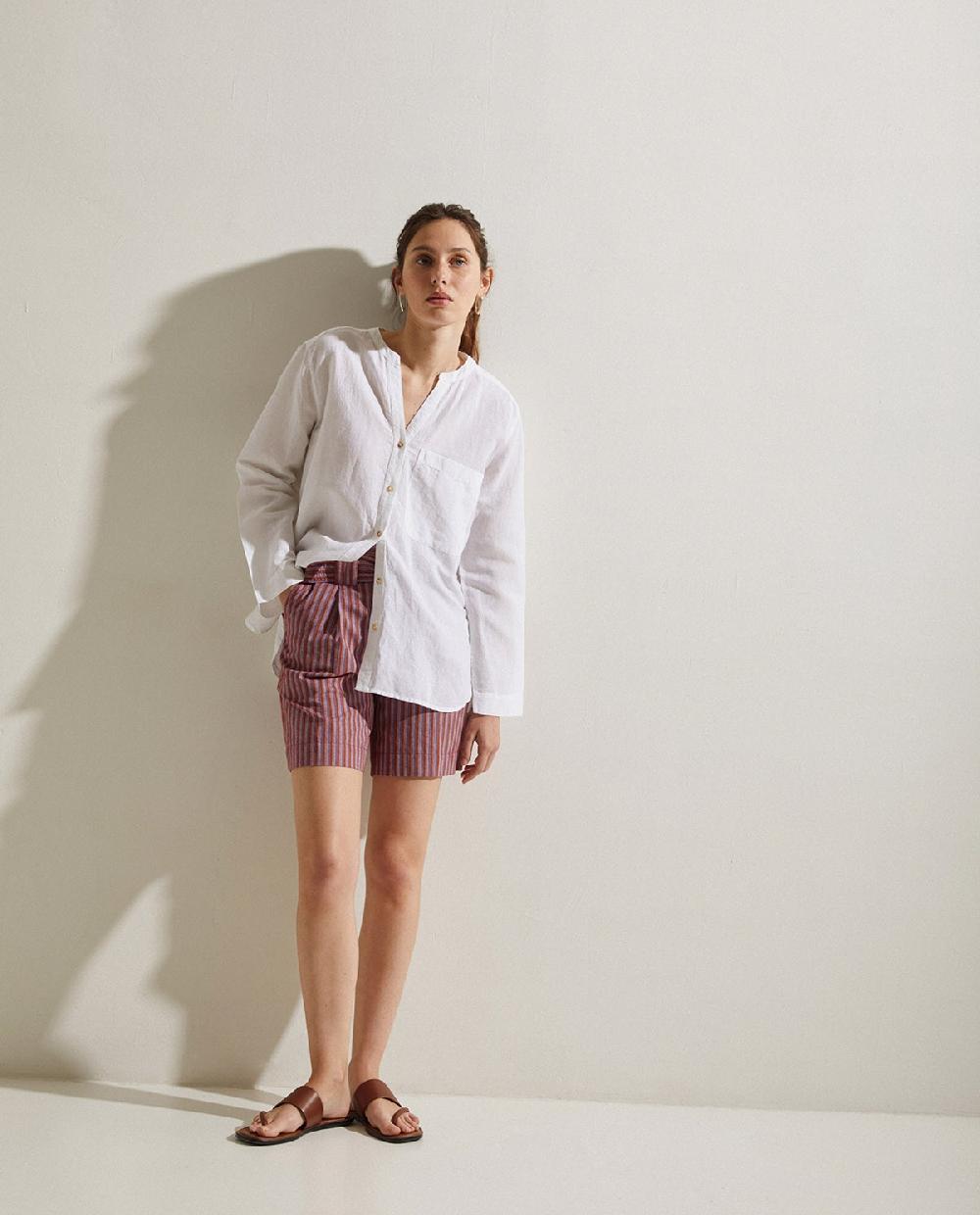 yerse Shorts algodón rayas lila