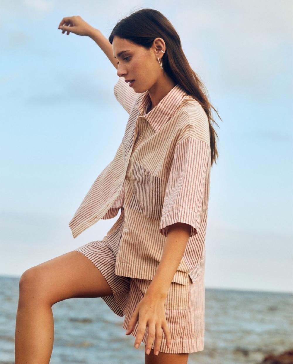 Yerse Shorts Lino Rayas Multicolor