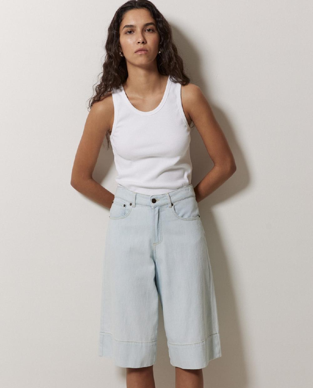 Yerse Top Canalé 100% Algodón Orgánico Blanco