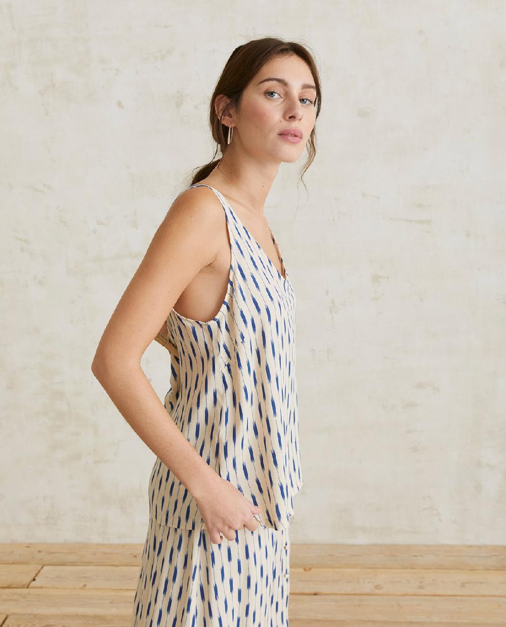 Yerse Top Fluido Estampado Crudo