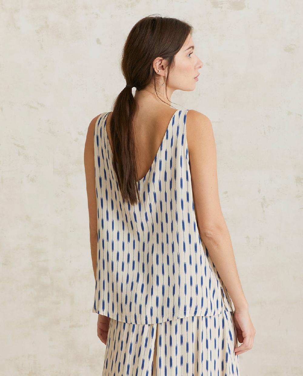 Yerse Top Fluido Estampado Crudo