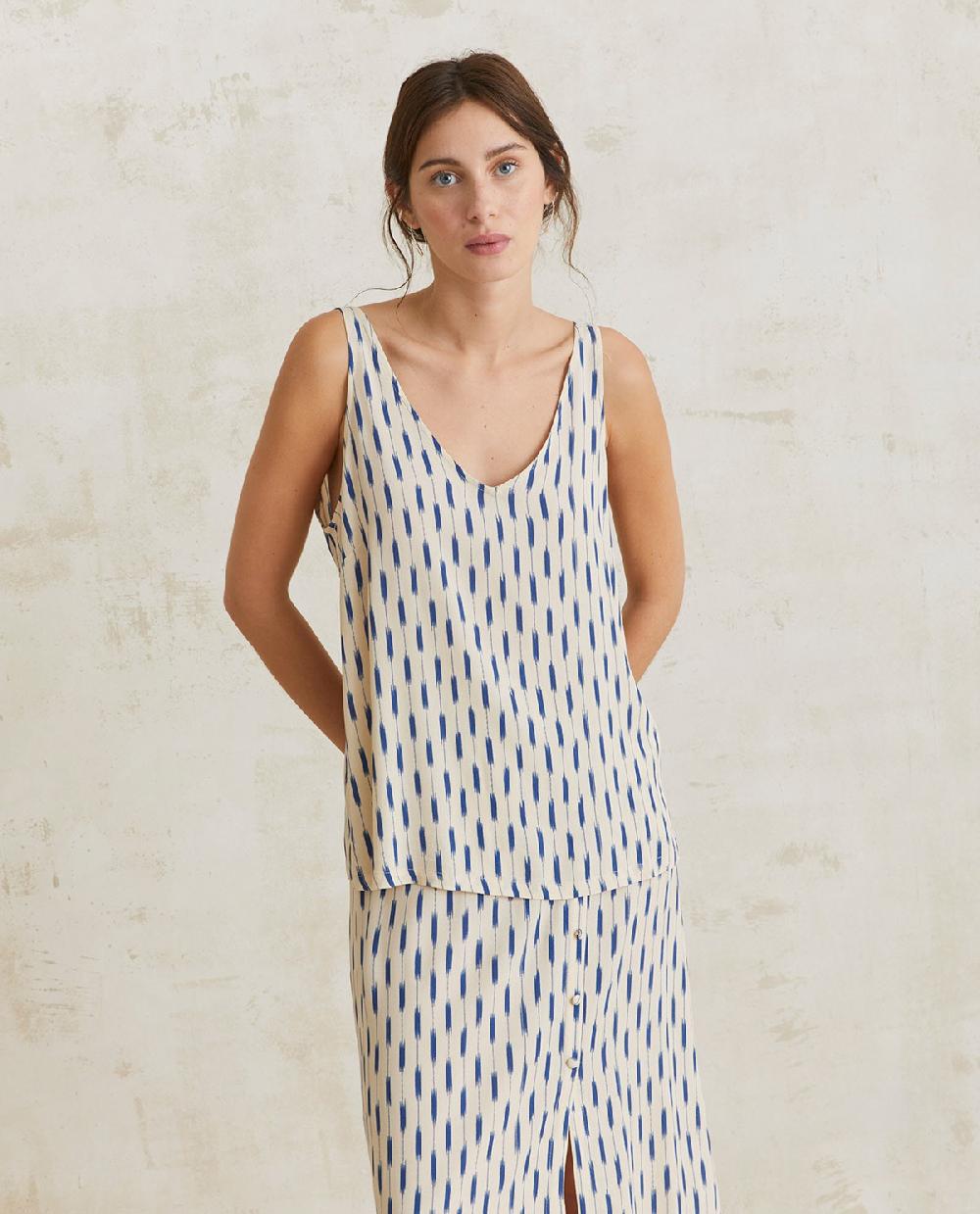 Yerse Top Fluido Estampado Crudo