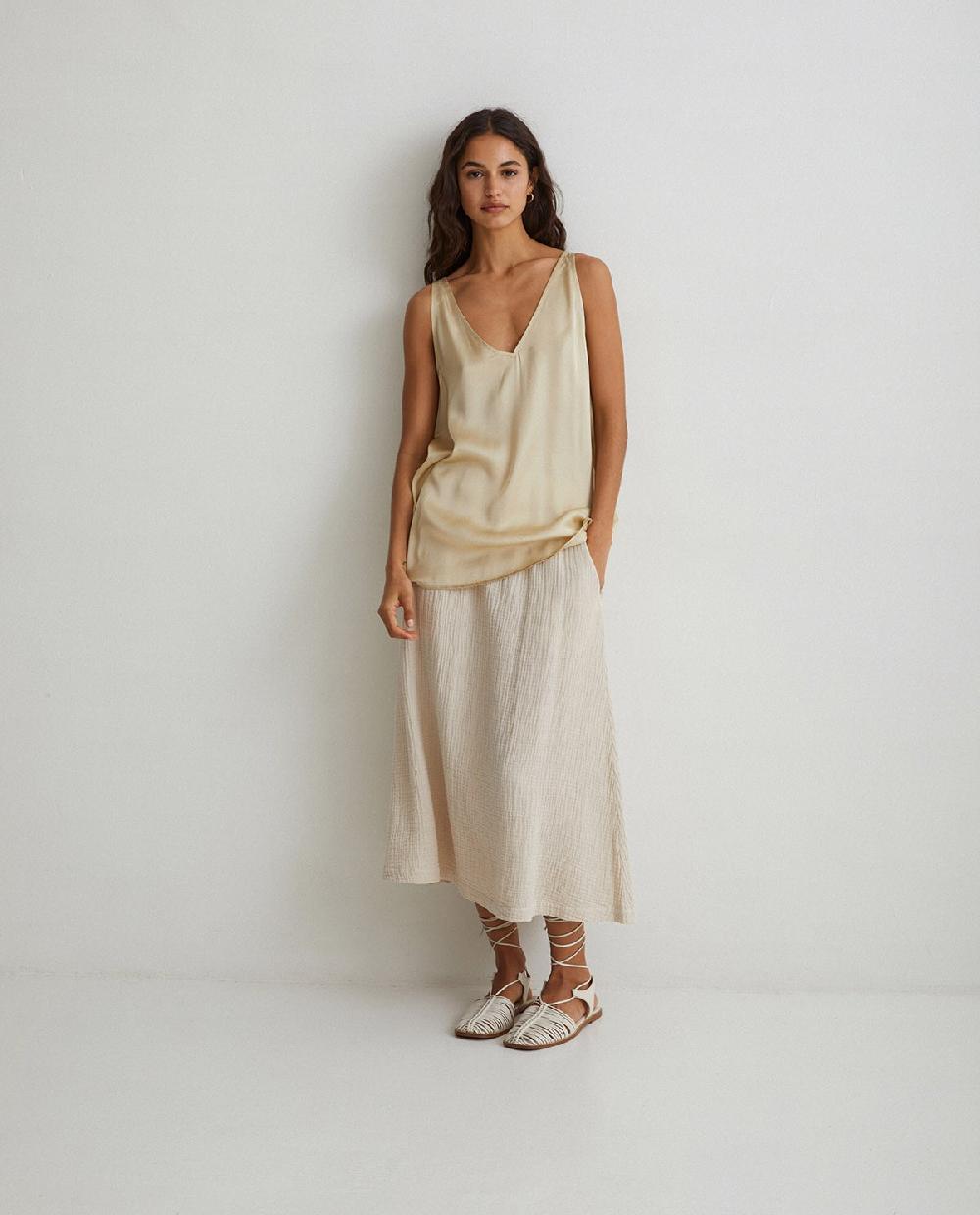 Yerse Top Satén Tirantes Natural