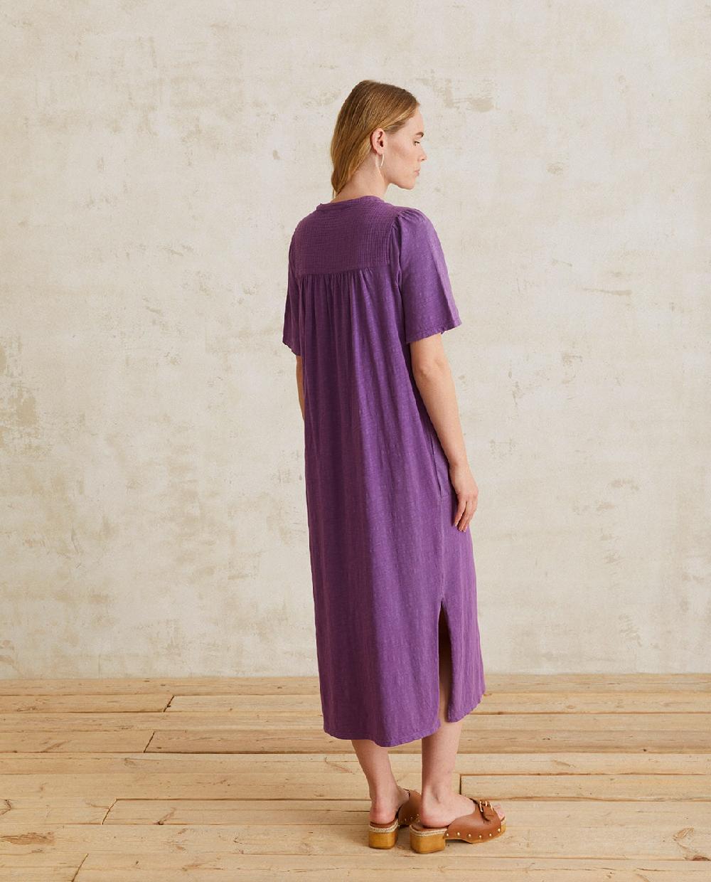 Yerse Vestido Algodón Manga Corta Lila
