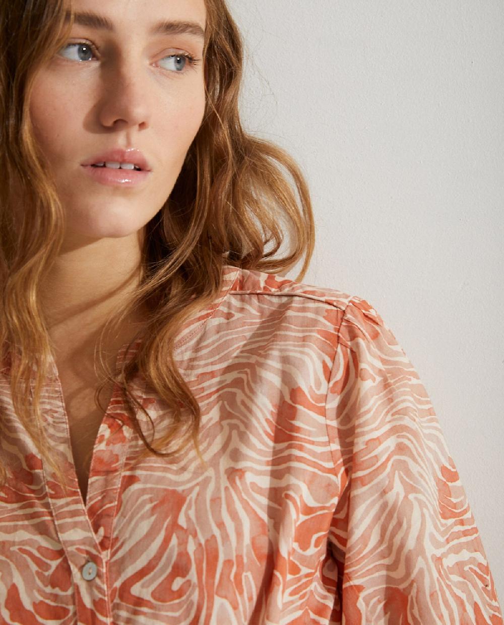 Yerse Vestido Algodón Orgánico Estampado Naranja