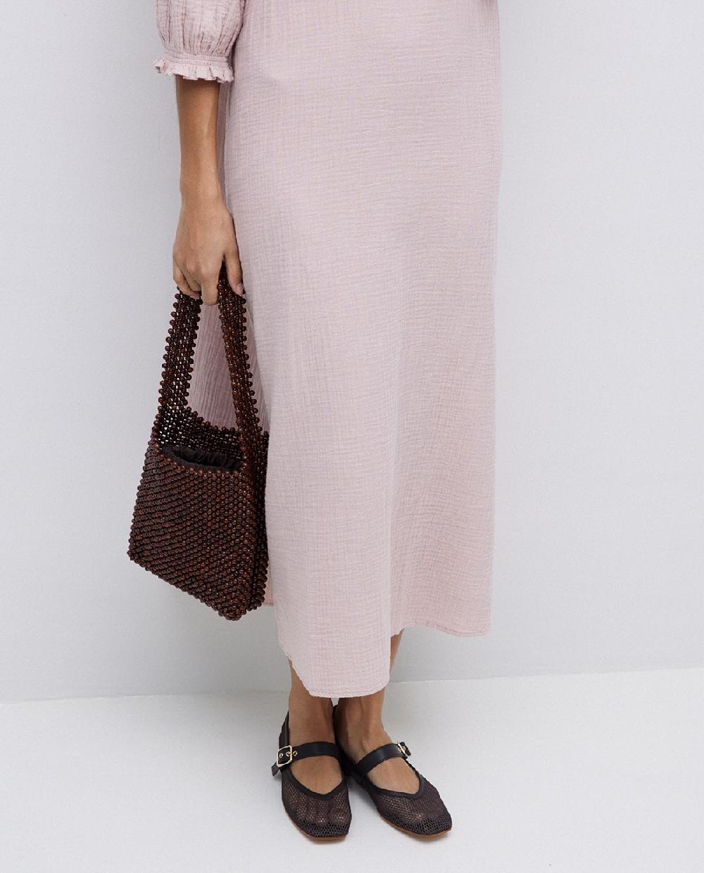 Yerse Vestido Asimétrico Doble Gasa Rosa Pálido