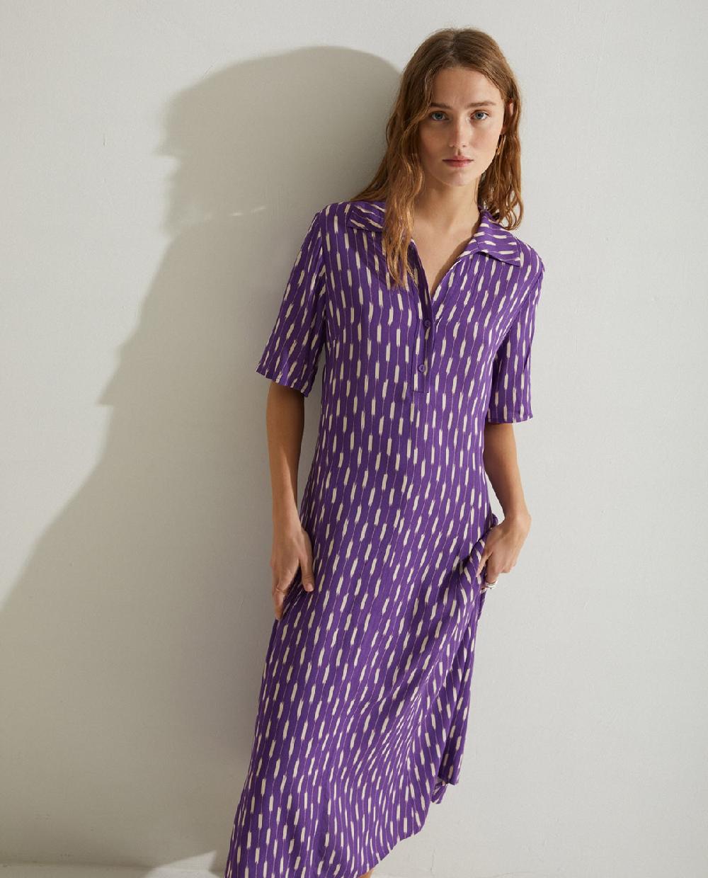 Yerse Vestido Camisero Fluido Lila