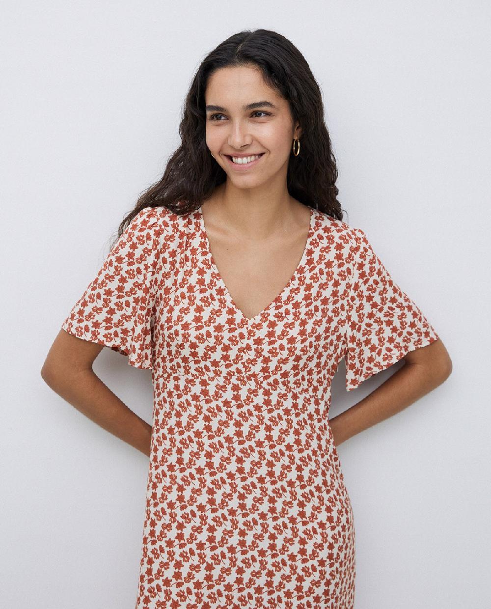 Yerse Vestido Creppe Viscosa Ecovero Terracota