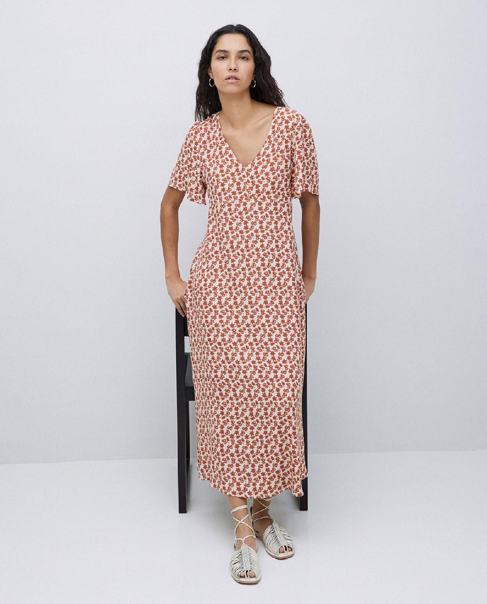 yerse Vestido creppe viscosa ecovero terracota