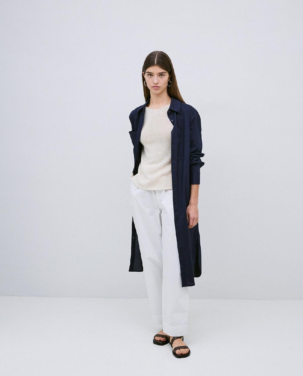 Yerse Vestido Cuello Camisero Popelín Azul Oscuro