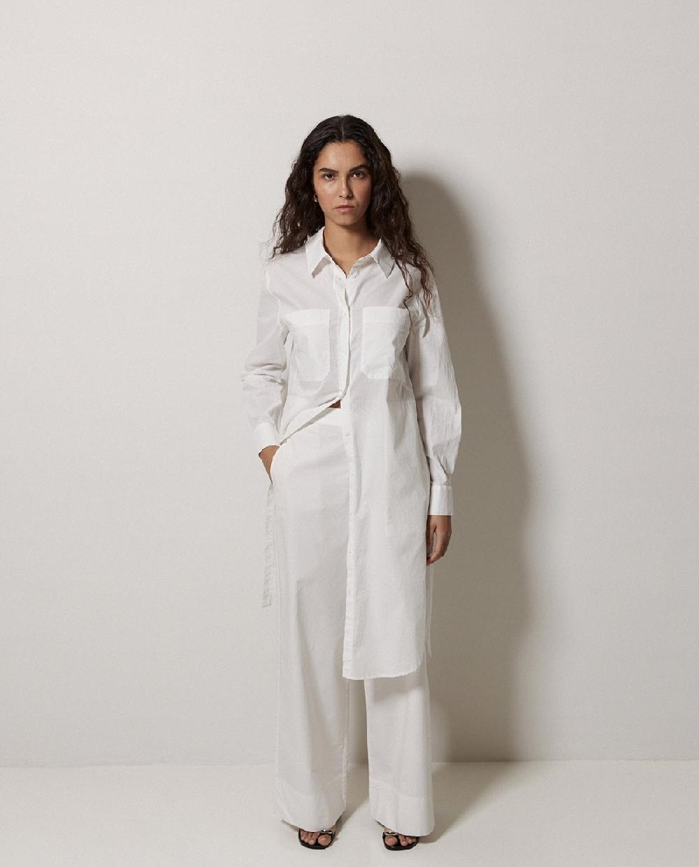 Yerse Vestido Cuello Camisero Popelín Blanco