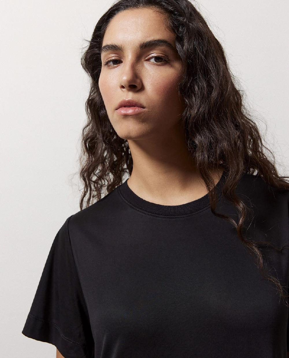 Yerse Vestido Evasé Falda Plisada Negro