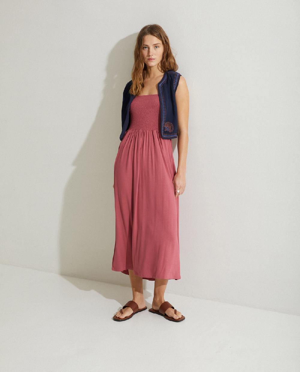 yerse Vestido fruncido tirantes WINE