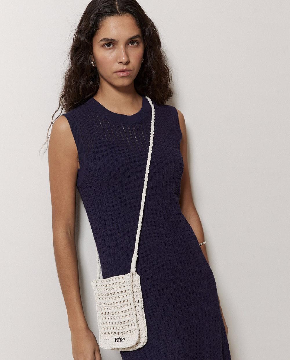 Yerse Vestido Largo Calado Azul Oscuro