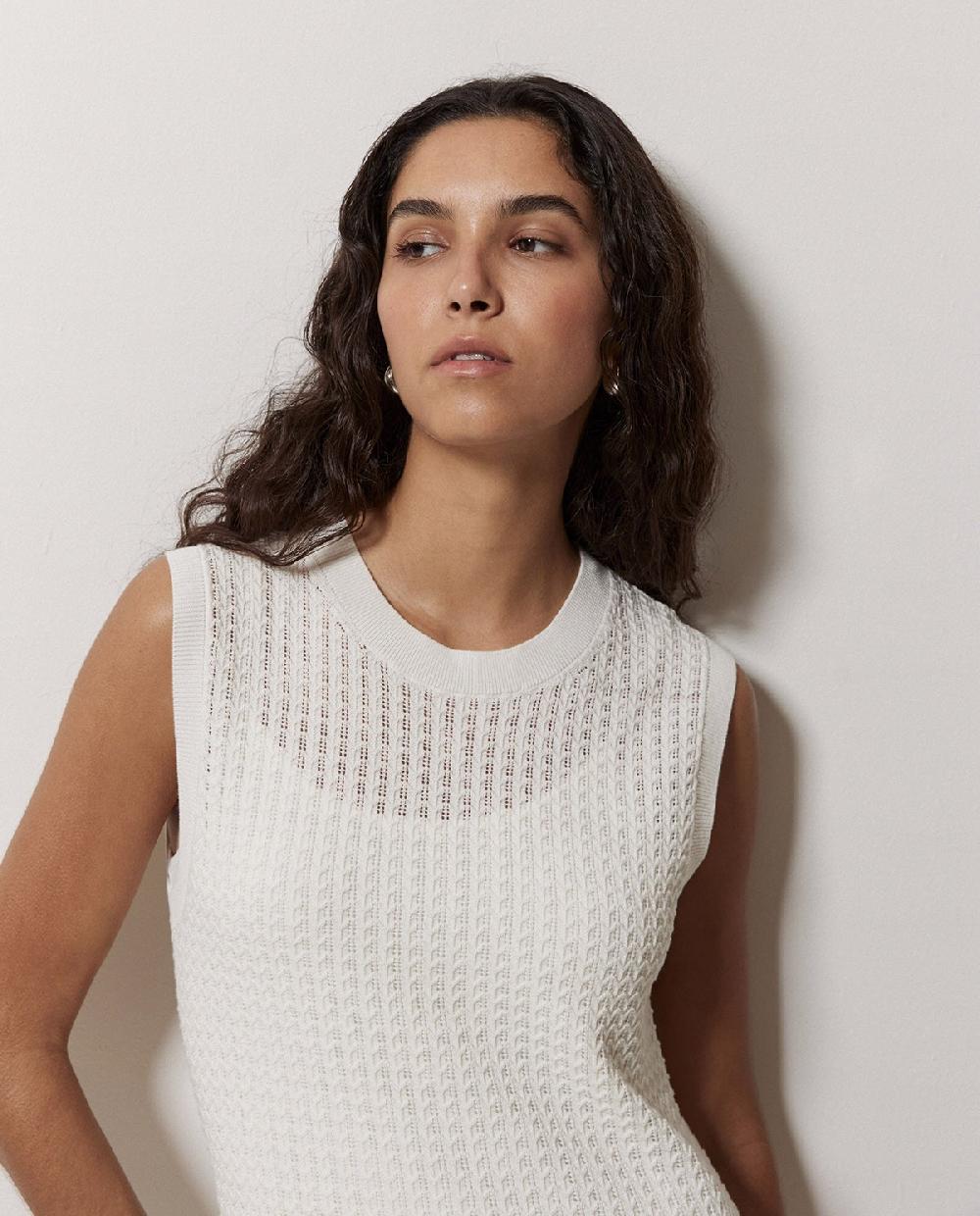 Yerse Vestido Largo Calado Blanco