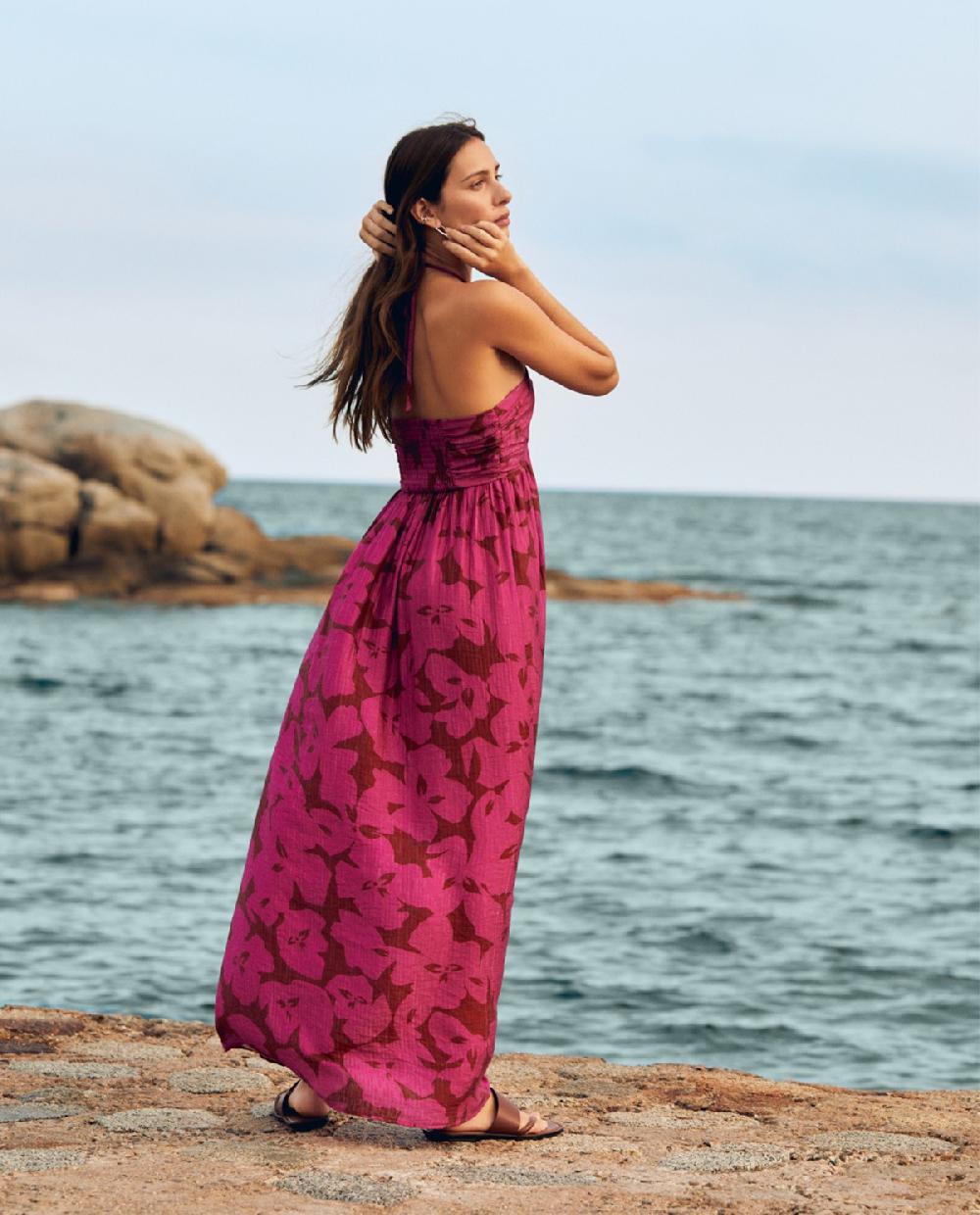 Yerse Vestido Largo Estampado Flores