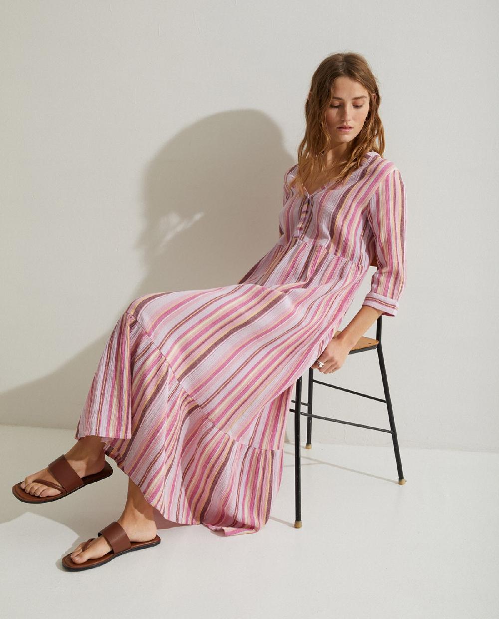 Yerse Vestido Largo Estampado Malva