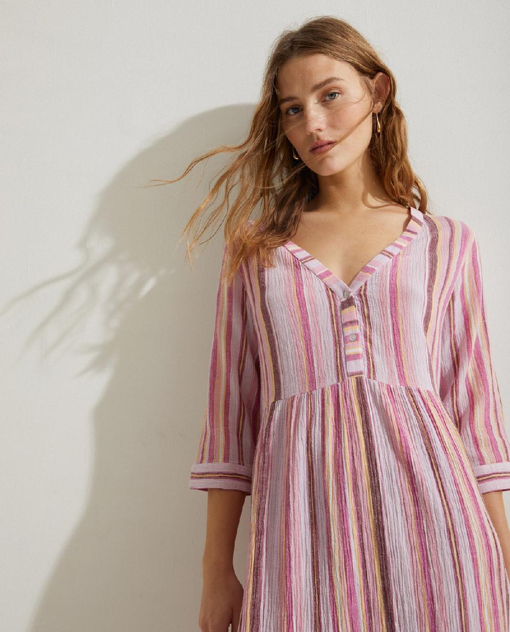 Yerse Vestido Largo Estampado Malva