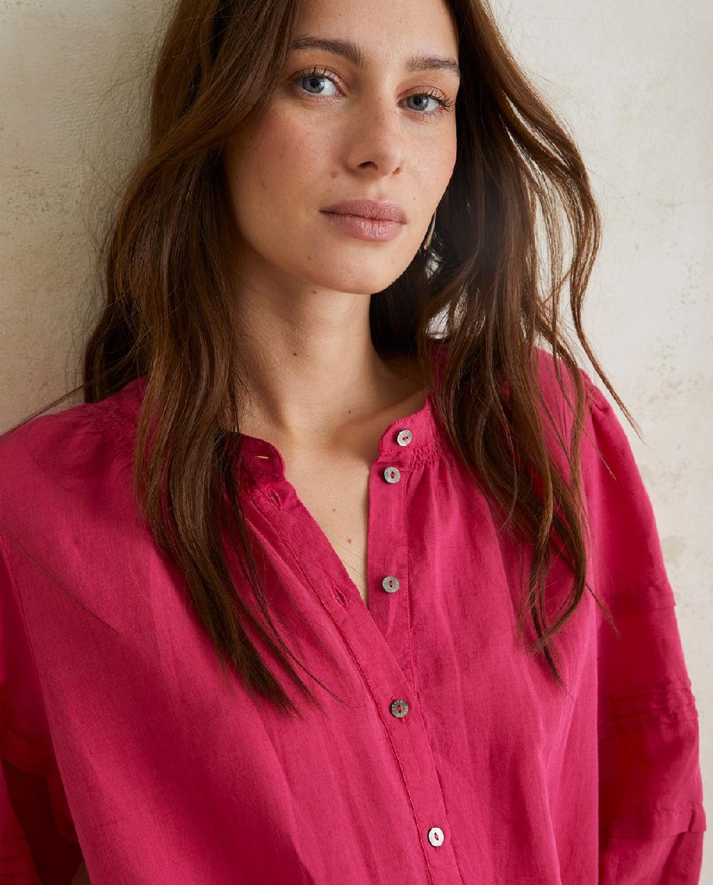 Yerse Vestido Lino Y Algodón Fuchsia