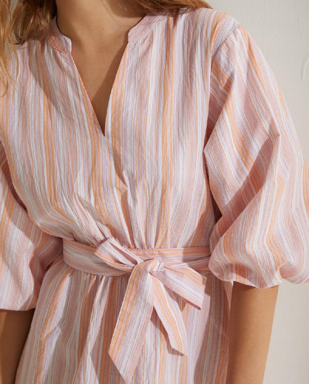 Yerse Vestido Mangas Abullonadas Rosa