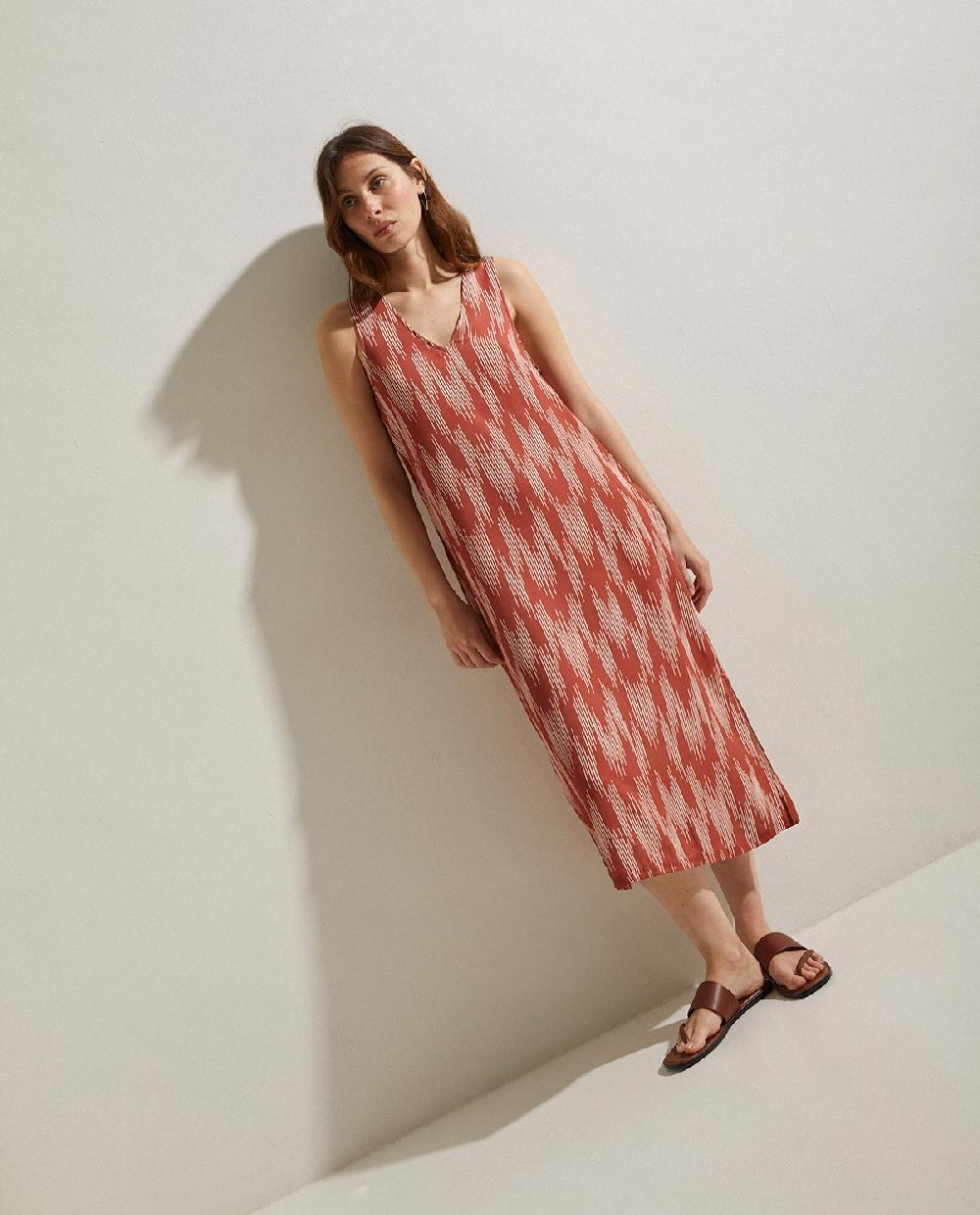 Yerse Vestido Midi Estampado Teja