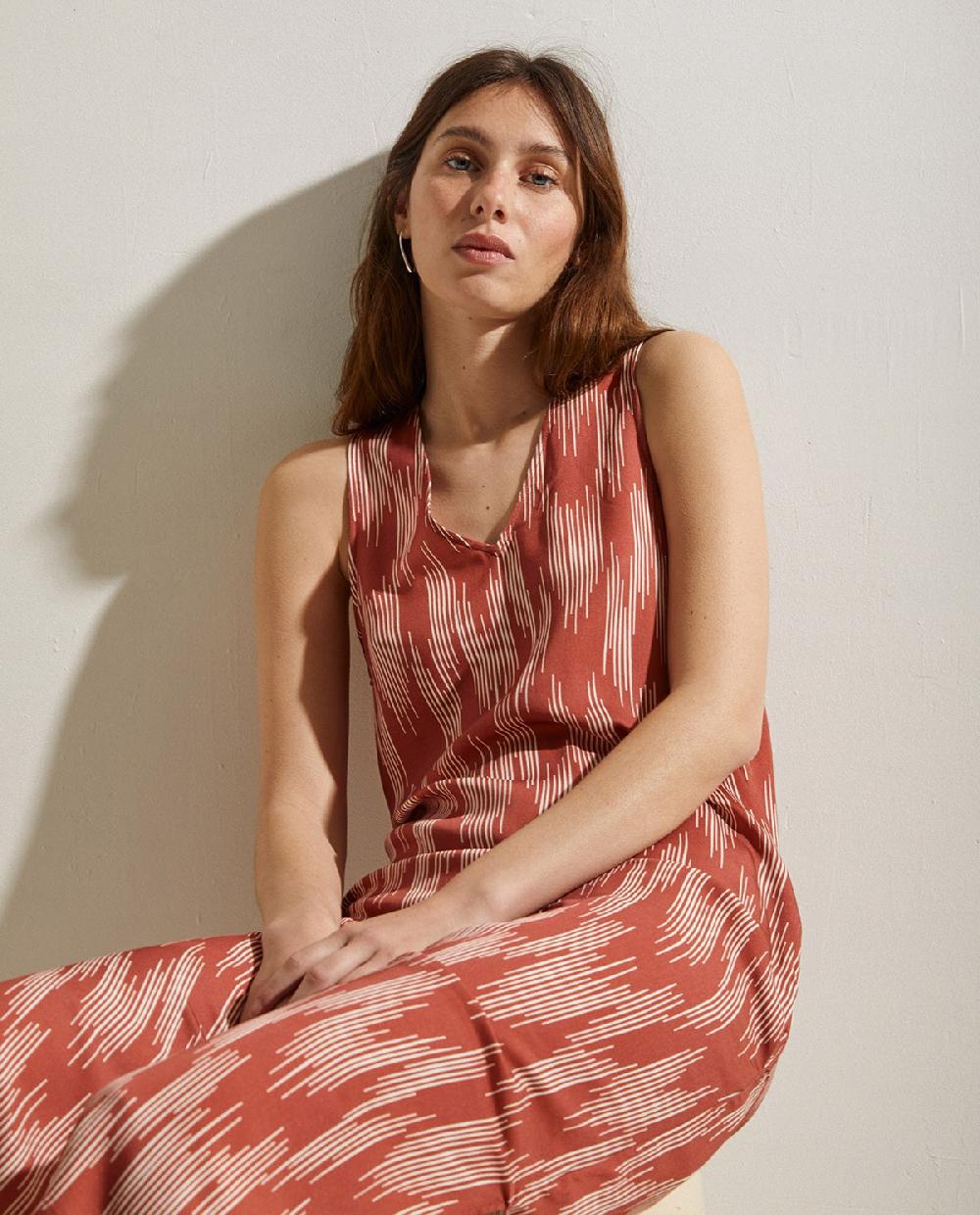 Yerse Vestido Midi Estampado Teja